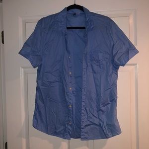 H&M Short Sleeve Single Picket Blue Casual Button Down Shirt